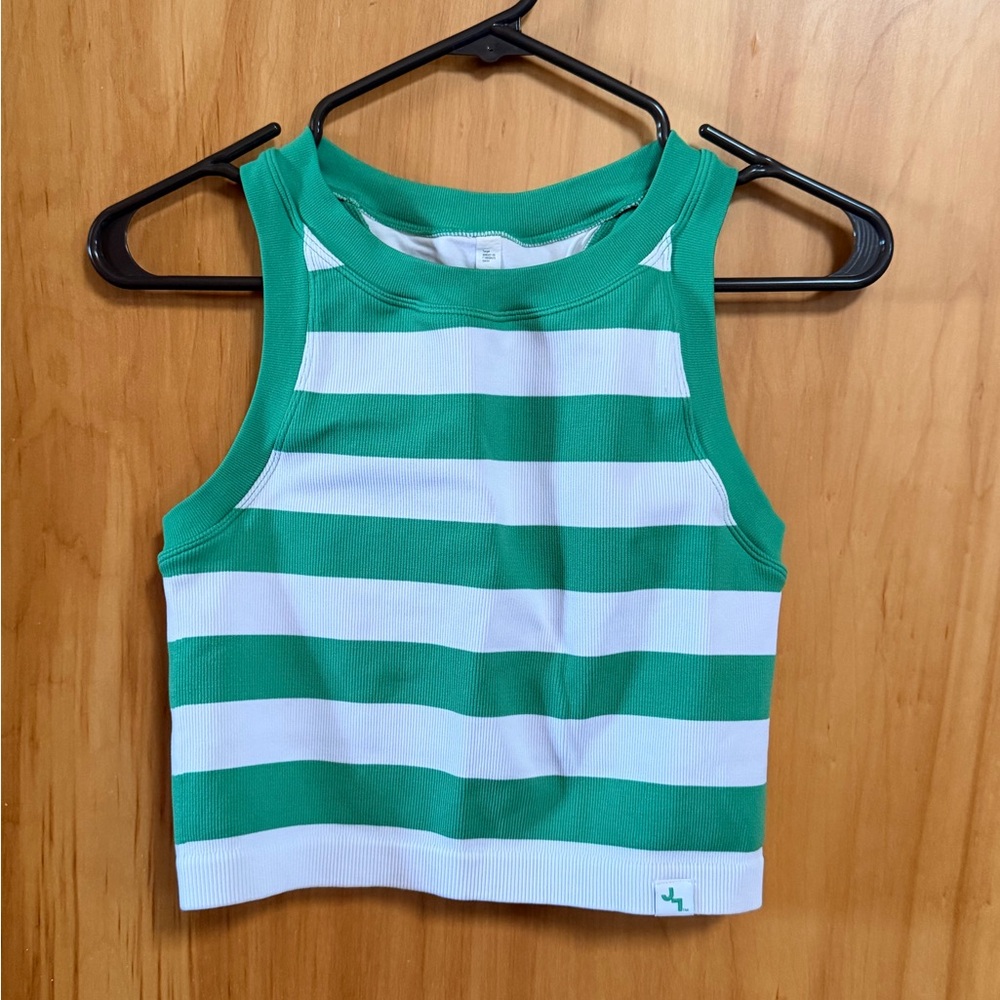 Joy Lab Green and White Striped Tank Top